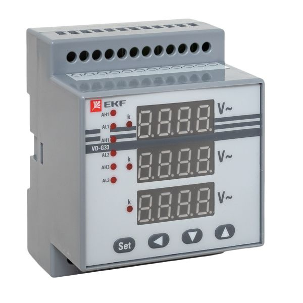Вольтметр цифровой VD-G33 на DIN трехфазный EKF PROxima фото 1