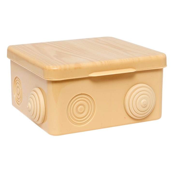 Коробка распаячная о/у (105х105х50), 8 вводов светлое дерево IP54 EKF КМР-030-014 фото 1