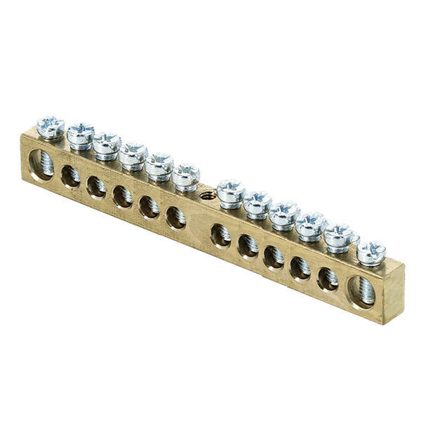 Шина "0" РЕ 8х12мм (12групп/крепеж по центру) латунь EKF фото 1