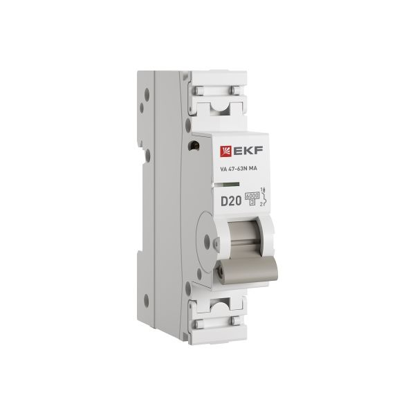 Выключатель ВА 47-63M 1P 20А (D) 6кА без тепл. расцепит. EKF PROxima фото 1
