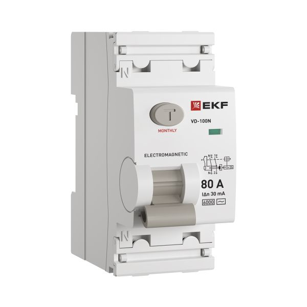 Устройство УЗО ВД-100 2P 80А 30мА AC эл-мех 6кА PROXIMA EKF фото 1