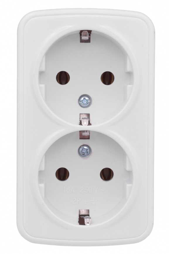 "Минск" Розетка 2-местная ОП 16А с заземлением белая EKF фото 1