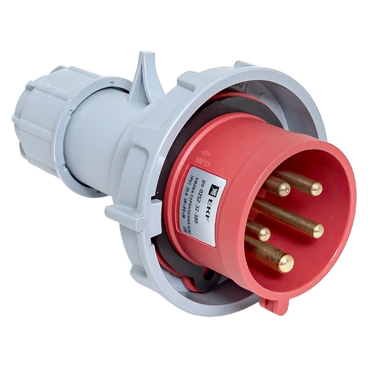 Вилка переносная 0252 3Р+РЕ+N 32А 380В IP67 EKF PROxima фото 1