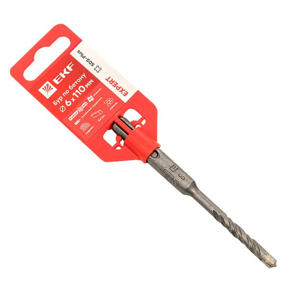 Бур по бетону SDS-plus 6х110 мм (4 резца) EKF Expert фото 1