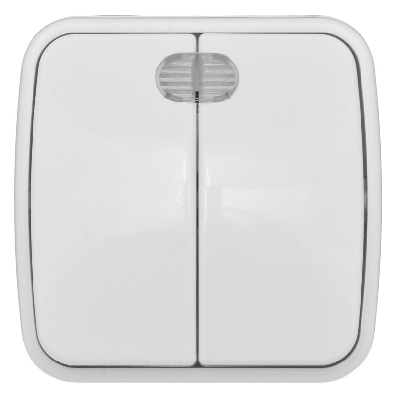 "Минск" Выключатель 2-клавишный ОП с индикатором 10А белый EKF фото 1