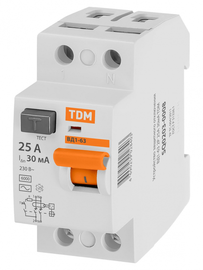 УЗО ВД1-63 2Р 25А 30мА TDM фото 1