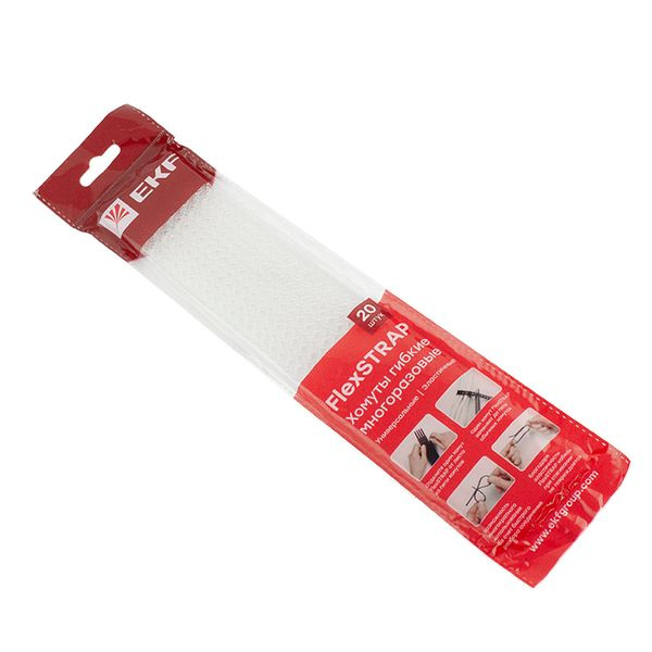 Хомут гибкий (20 шт.) белый FlexSTRAP EKF фото 1
