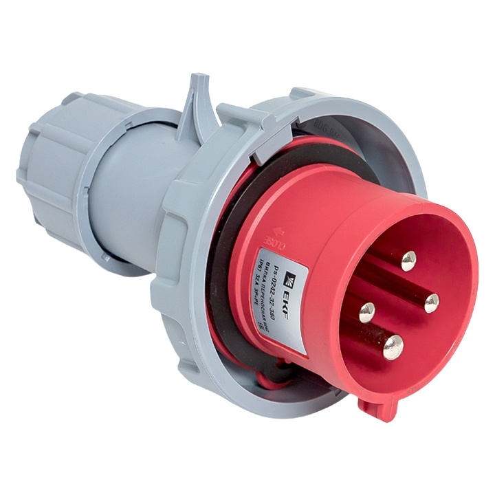 Вилка переносная 0242 3Р+РЕ 32А 380В IP67 EKF фото 1