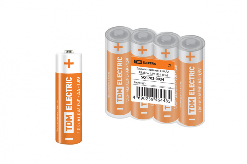 Элемент питания LR6 AA Alkaline 1,5V SR-4 TDM фото 1