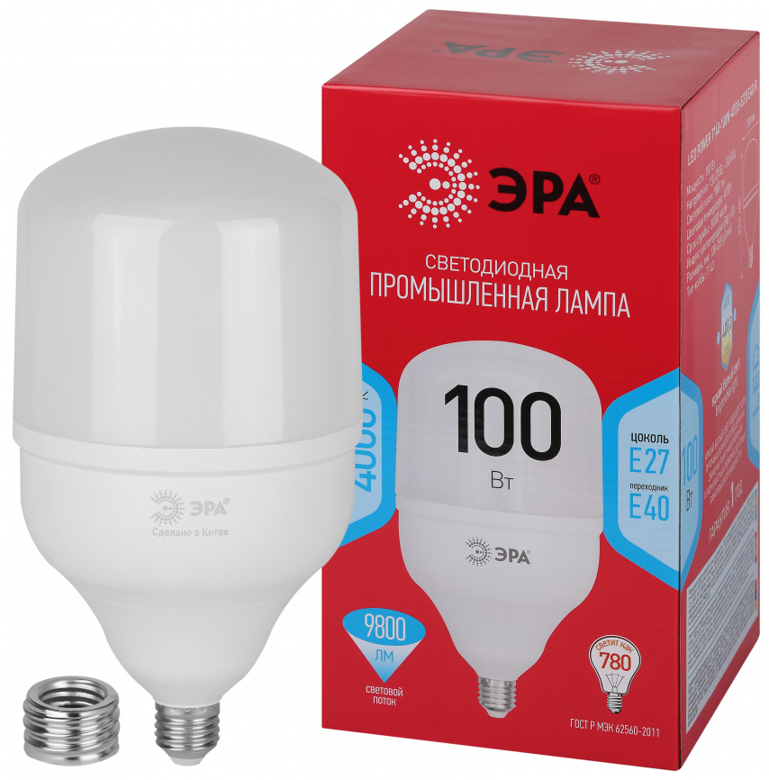 Лампа светодиодная POWER ЭРА RED LINE LED T140-100W-4000-E27/E40 R 100Вт колокол нейтральный белый свет E27/E40 фото 1