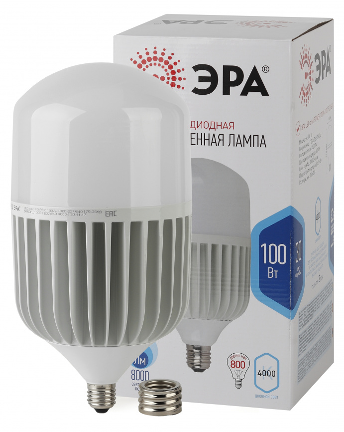 Лампа светодиодная POWER ЭРА STD LED T160-100W-4000-E27/E40 100Вт. колокол нейтральный белый свет Е27/Е40 фото 1