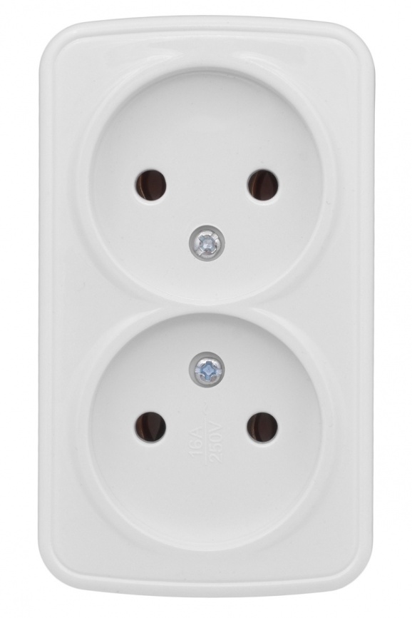 "Минск" Розетка 2-местная ОП 10А без заземления белая EKF фото 1
