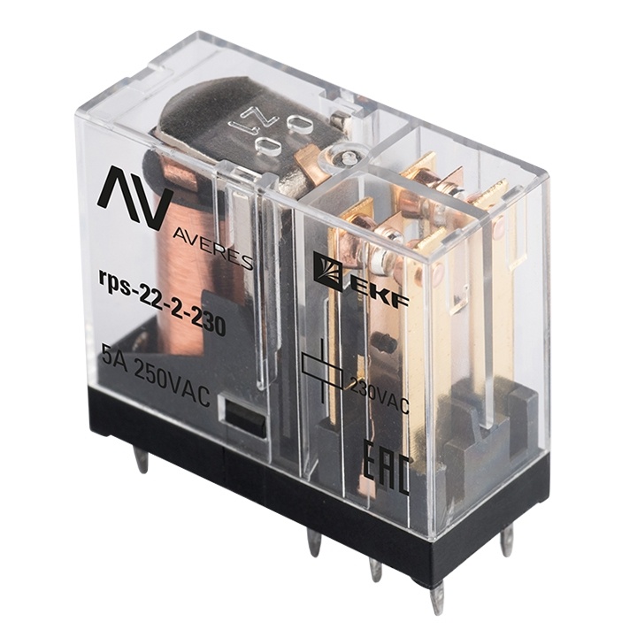 Реле промежуточное slim 22/2 5A 230В AC EKF AVERES фото 1
