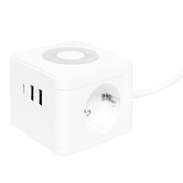 Удлинитель "Куб" 2 гнезда 2USB 2,4А+Type C + Ночник 1,3 метра 1мм2 фото 1