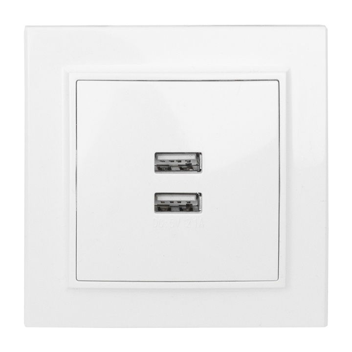 "Минск" Розетка USB 2-местная СП 2,1А  белая  EKF фото 1