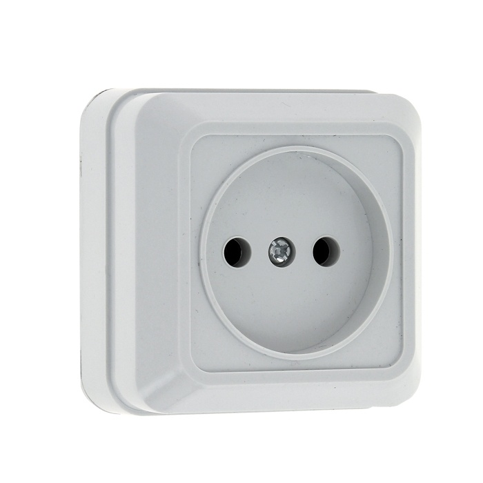 Розетка 1-местная 10А без заземления (керамика) белая "Рим" EKF фото 1