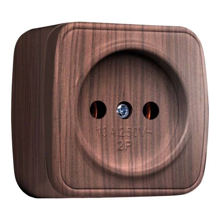 "Минск" Розетка 1-местная ОП 10А без заземления темное дерево EKF фото 1