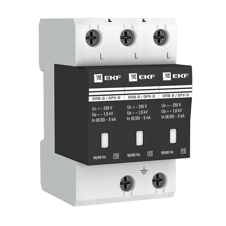 Ограничитель импульсных напряжений серии ОПВ-D/3P In 5кА 230В EKF фото 1